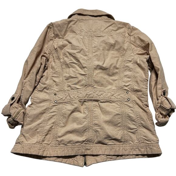 Coldwater Creek Jacket Size 8 Orange Peach Striped Lightweight Full Zip Utility - Picture 4 of 9